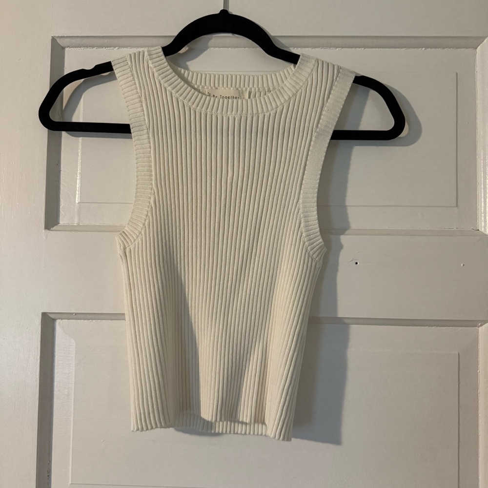 By Together Ribbed Knit Tank Top - Cream